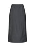 Fog grey wool canvas midi skirt with slits