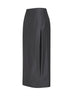 Fog grey wool canvas midi skirt with slits
