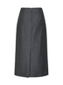 Fog grey wool canvas midi skirt with slits