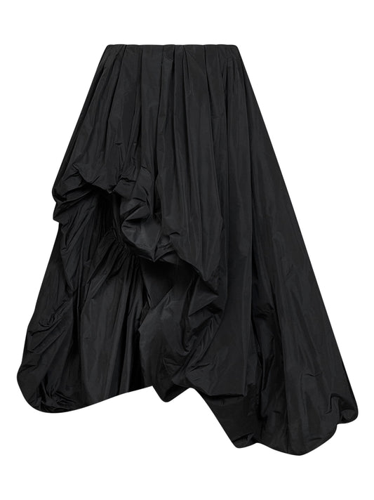 Gonna drappeggiata asimmetrica in taffetà leggero nero