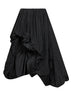 Black lightweight taffeta asymmetric draped skirt