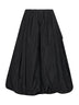 Black lightweight taffeta asymmetric draped skirt