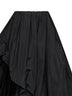 Black lightweight taffeta asymmetric draped skirt