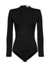 Body aderente in maglia compatta di lana nera