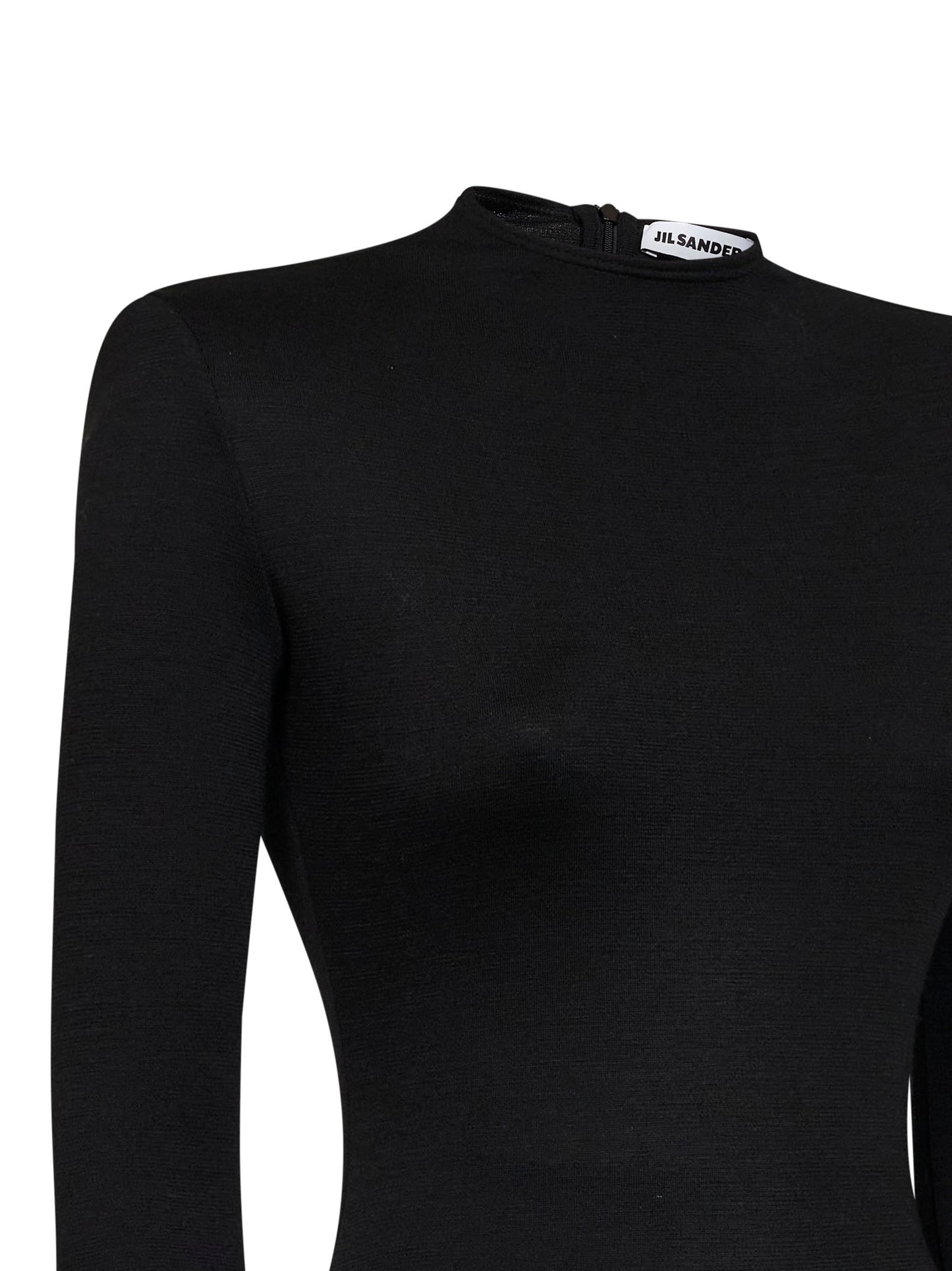 Body aderente in maglia compatta di lana nera