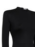Body aderente in maglia compatta di lana nera