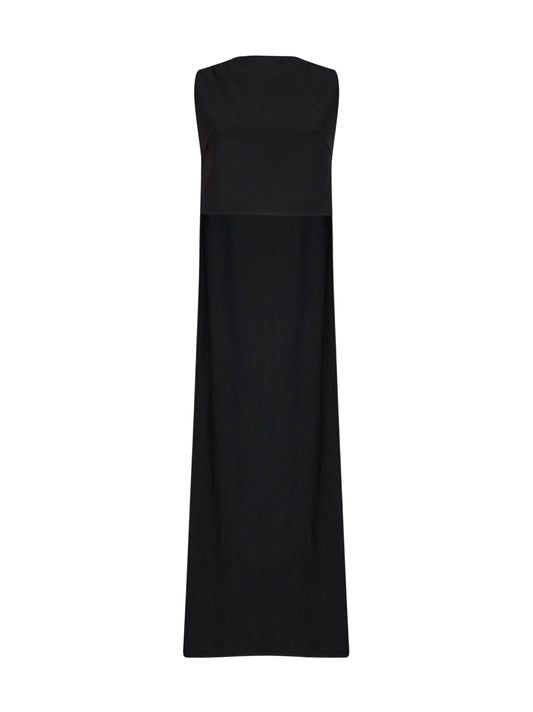 Black virgin wool asymmetric top