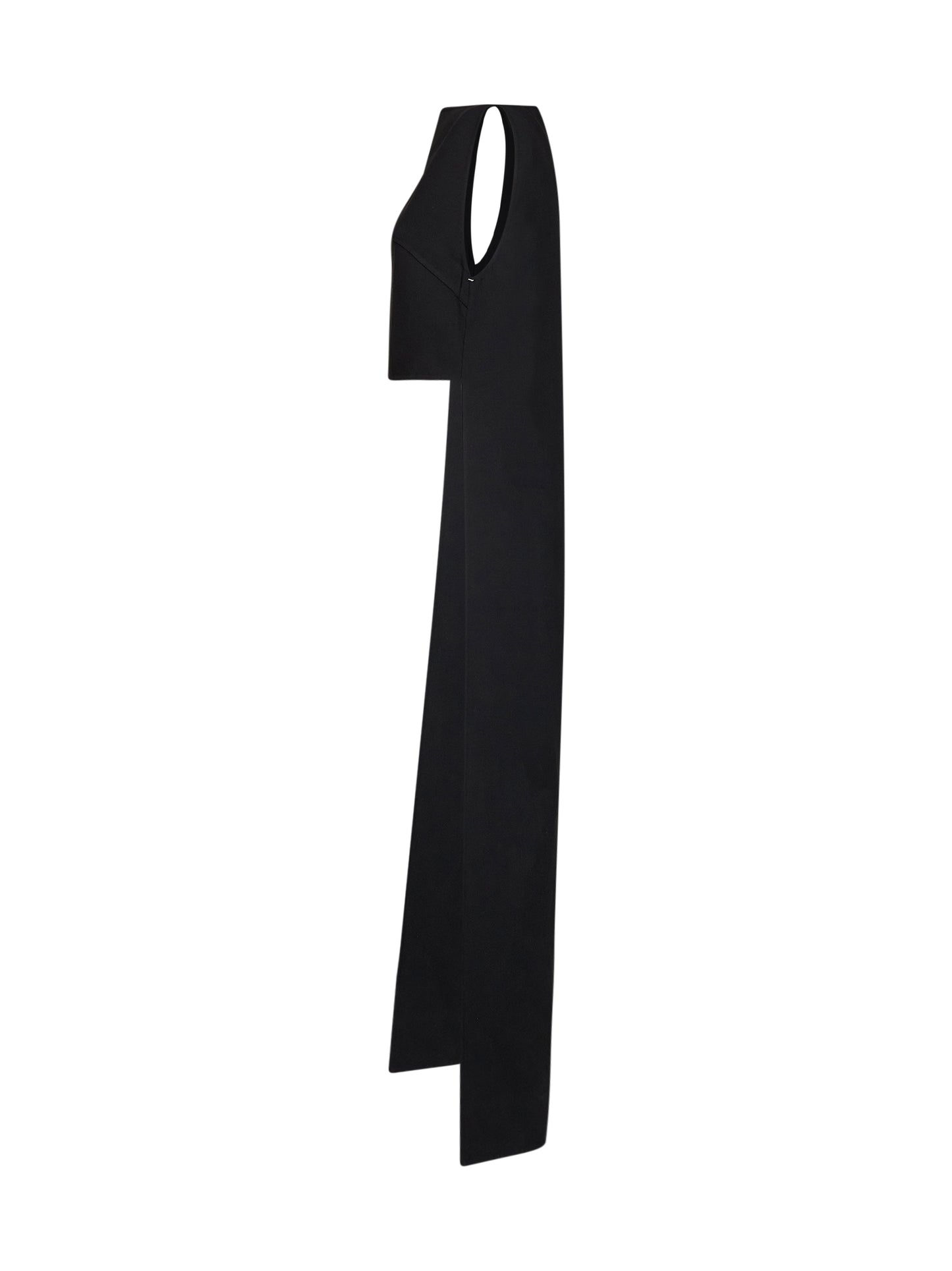 Black virgin wool asymmetric top