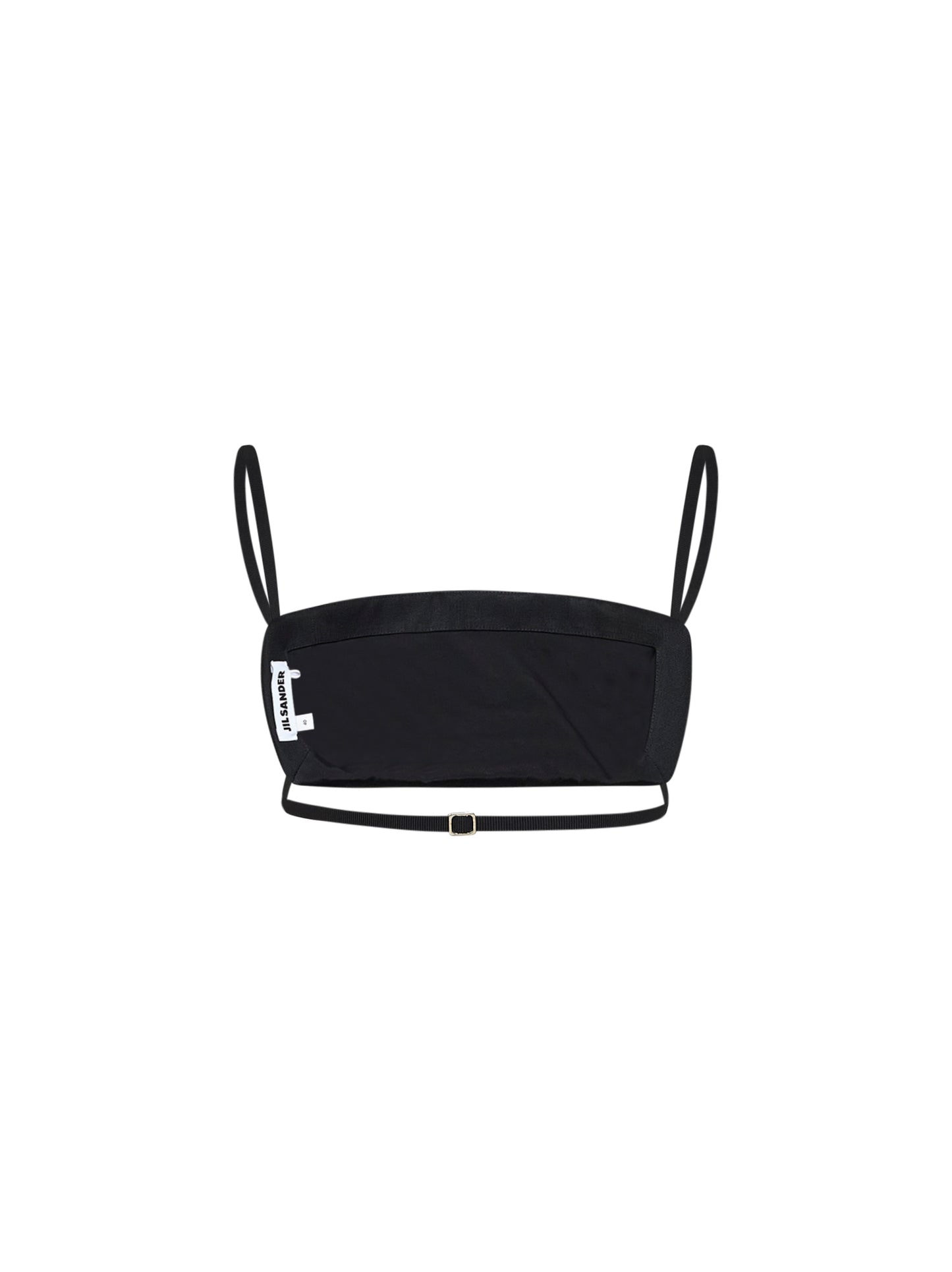 Black wool and silk faille bralette top