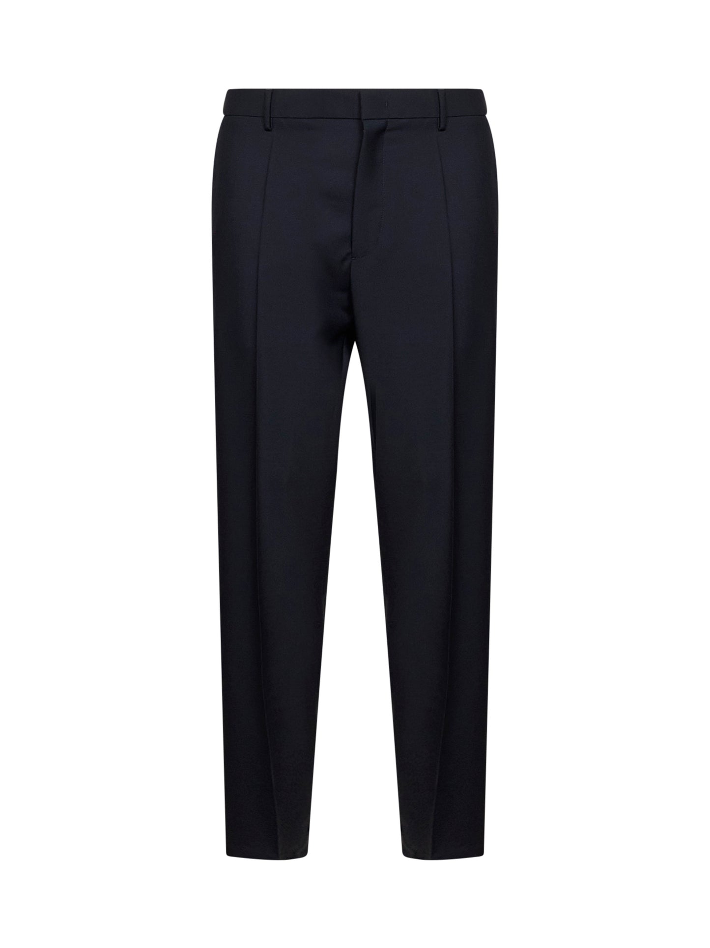 Pantaloni affusolati in lana e mohair blu scuro