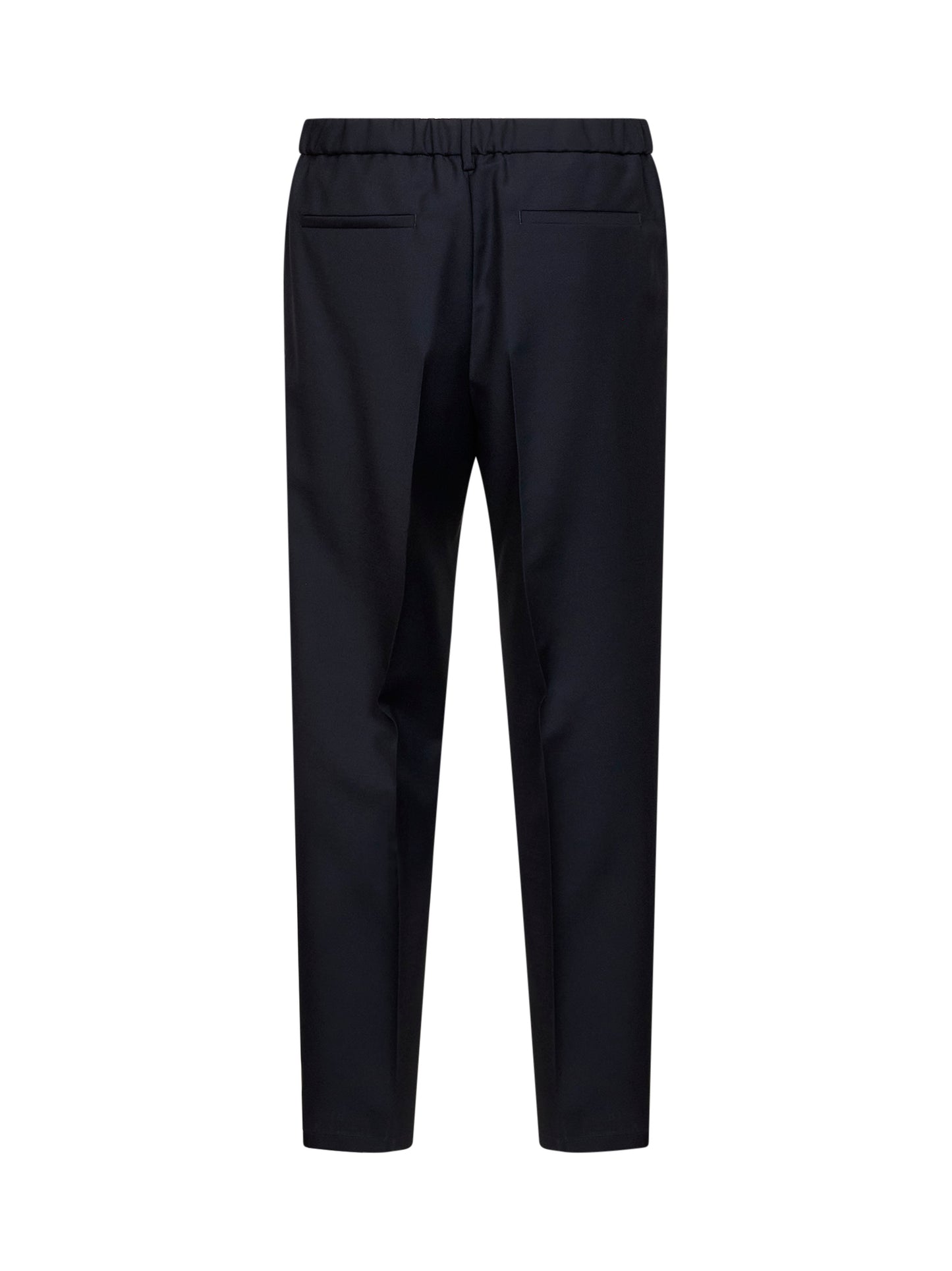 Pantaloni affusolati in lana e mohair blu scuro