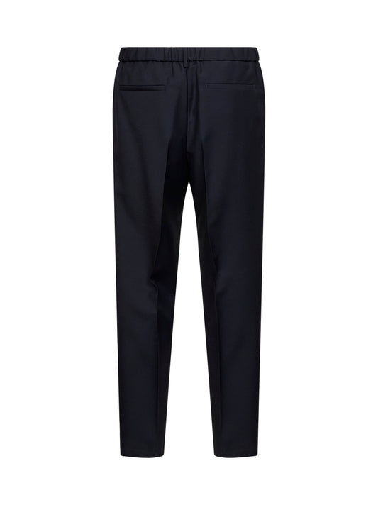 Pantaloni affusolati in lana e mohair blu scuro