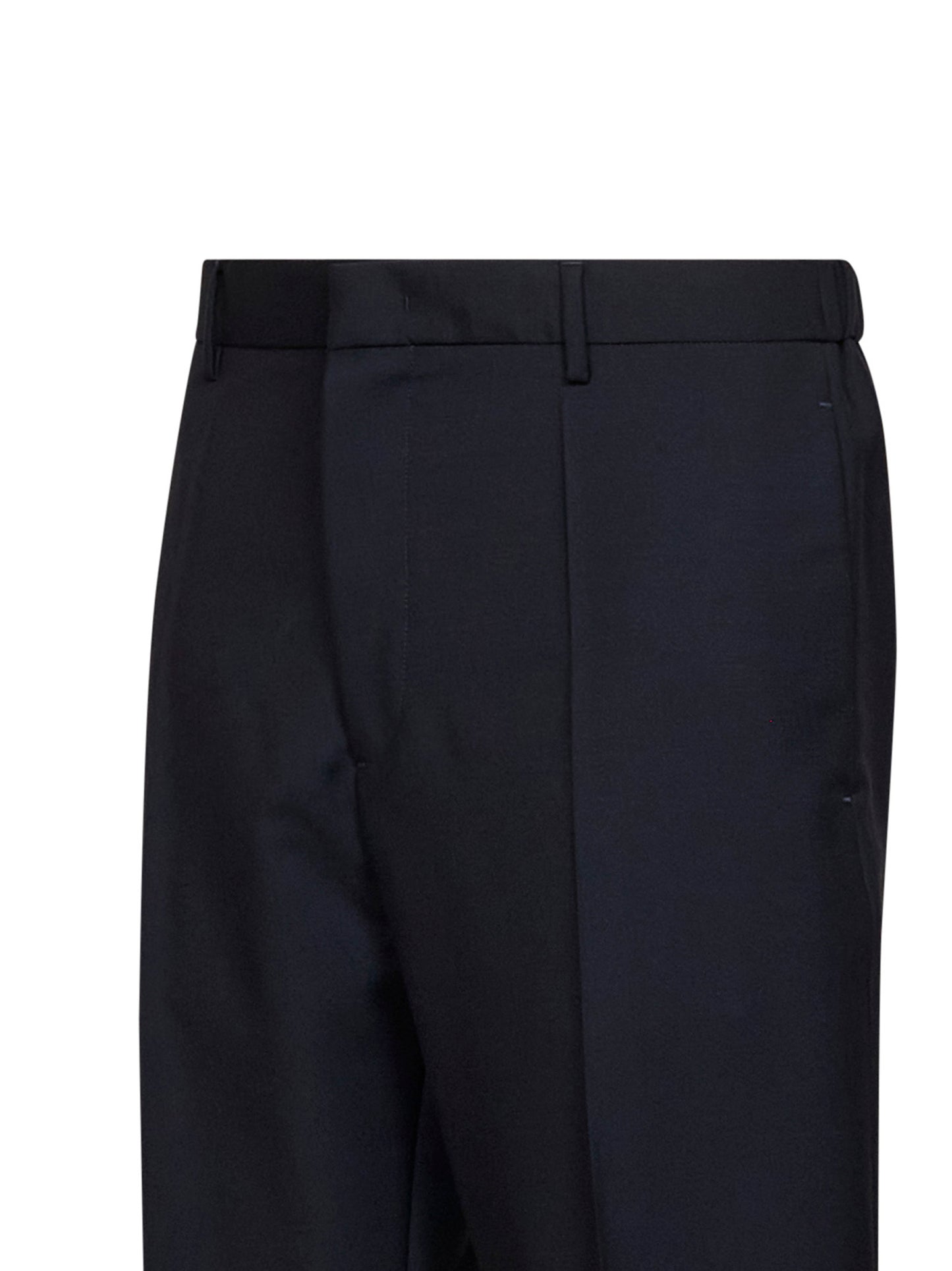 Pantaloni affusolati in lana e mohair blu scuro