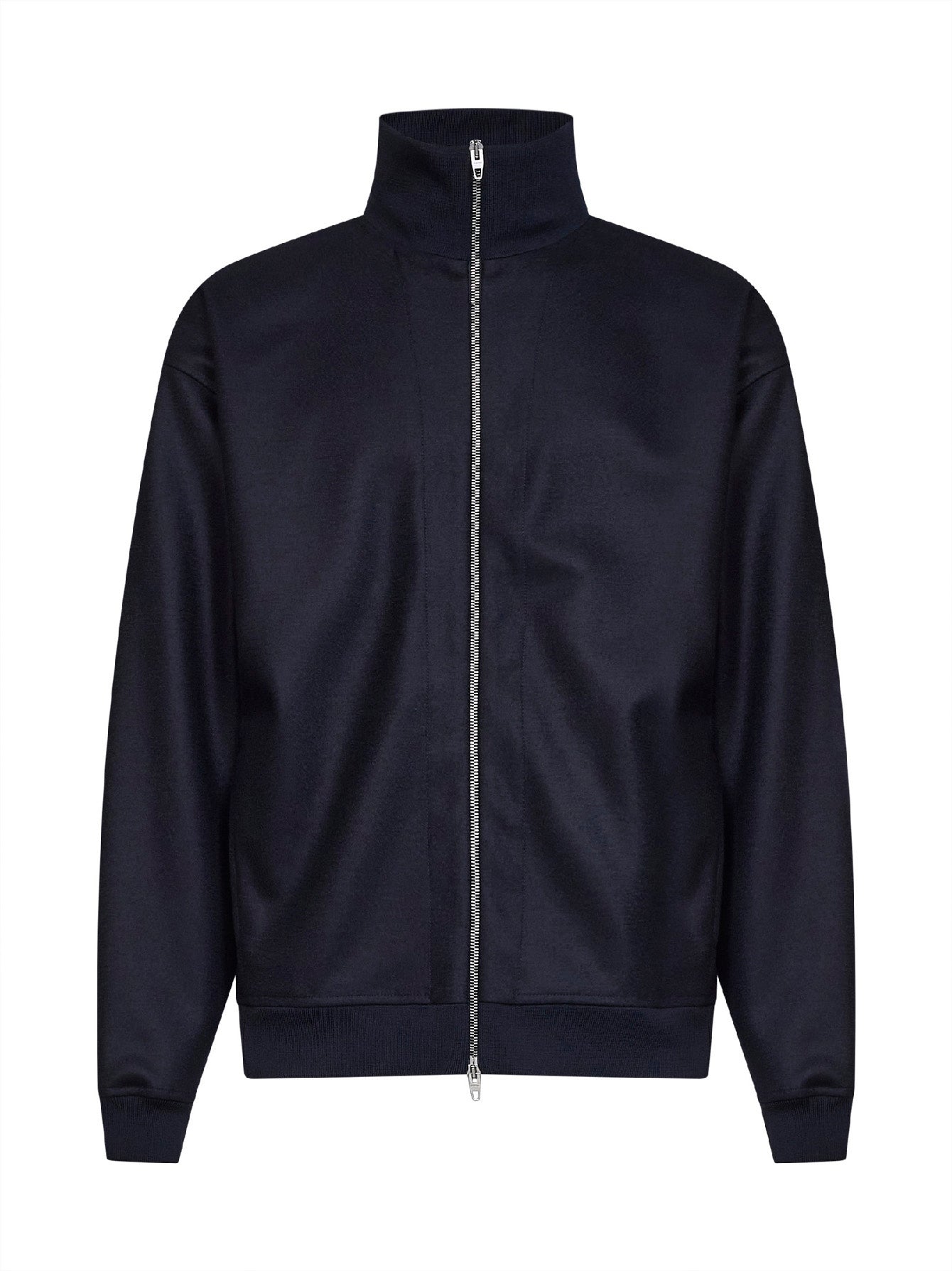 Midnight blue melton wool zip-up jacket