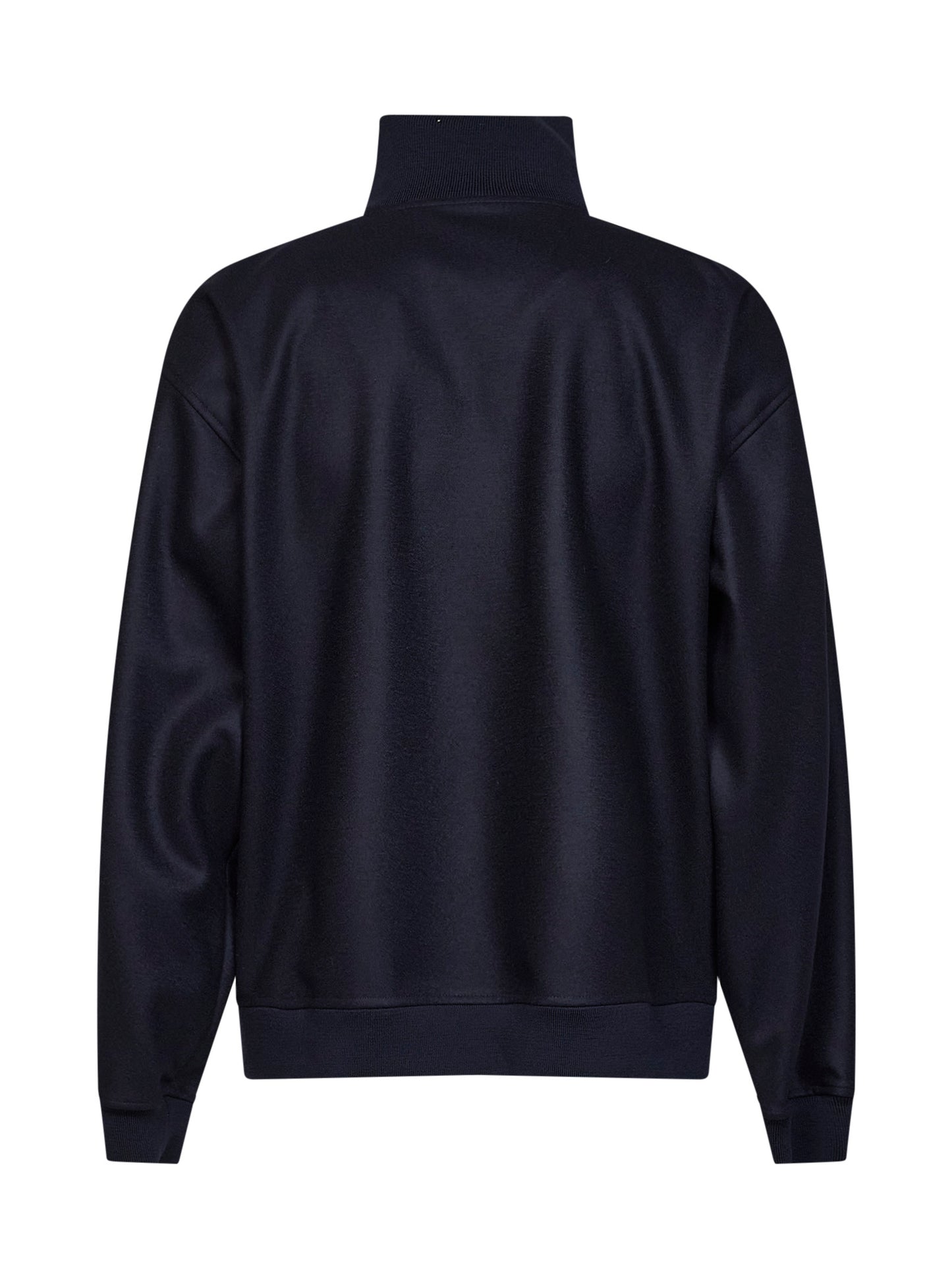 Midnight blue melton wool zip-up jacket