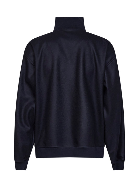 Midnight blue melton wool zip-up jacket