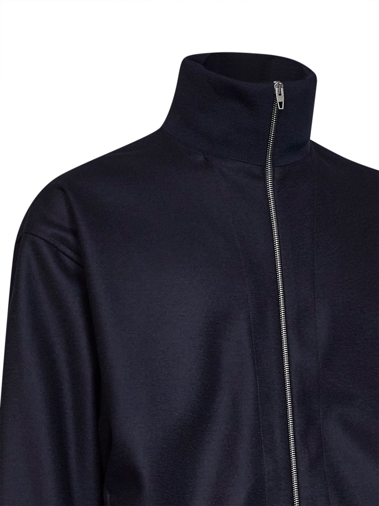 Midnight blue melton wool zip-up jacket