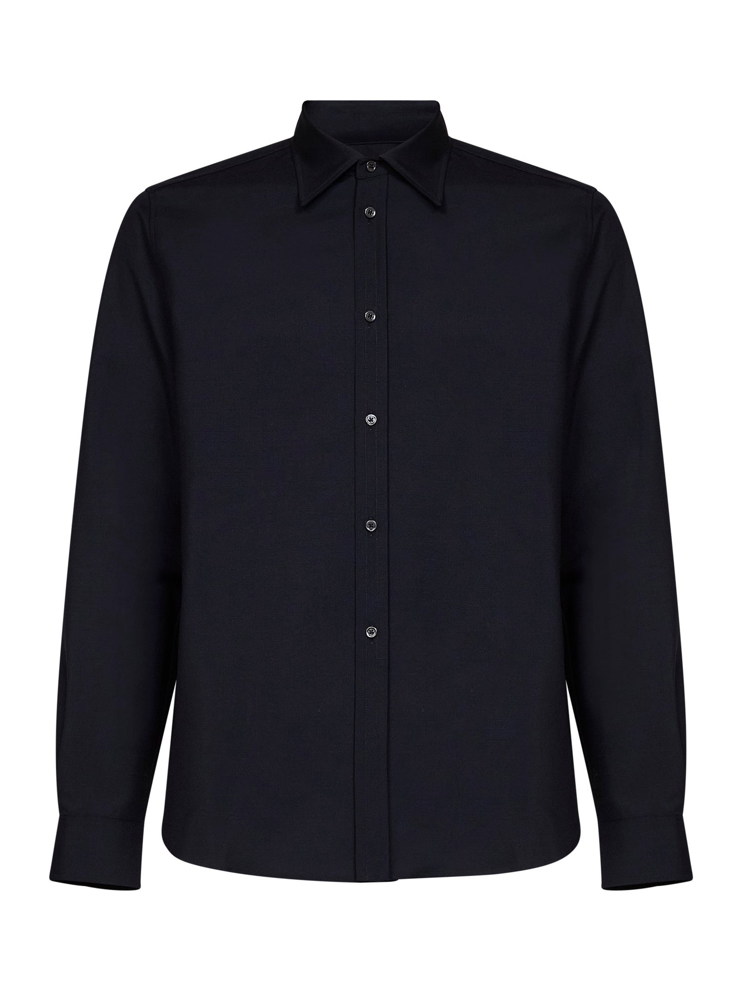 Dark blue wool and mohair canvas shirt