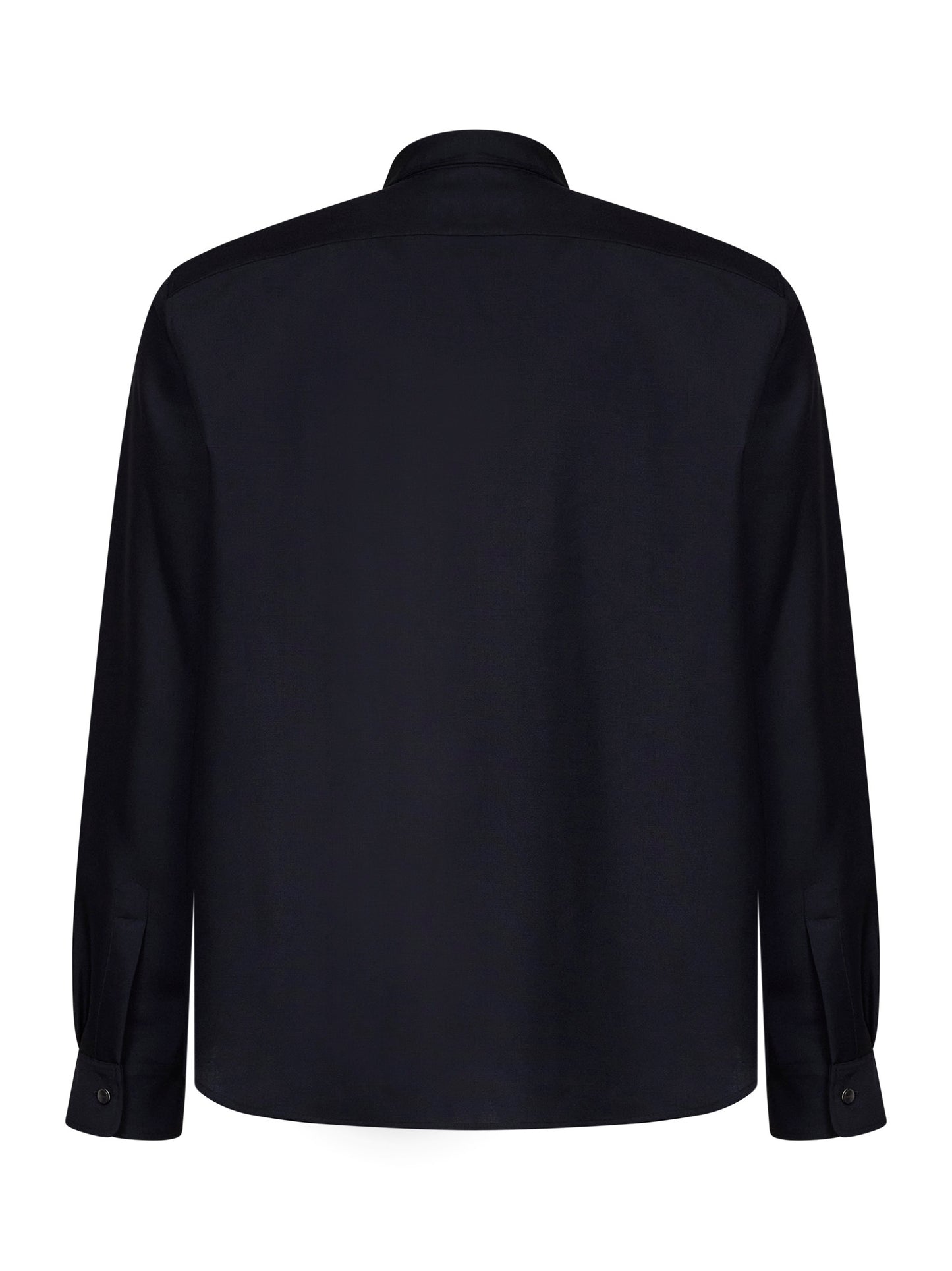 Dark blue wool and mohair canvas shirt