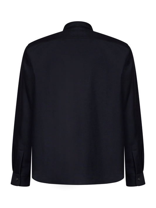 Dark blue wool and mohair canvas shirt