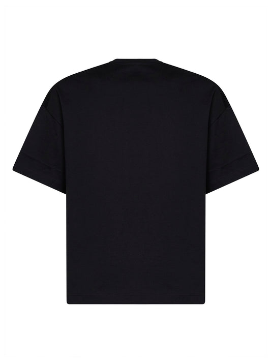 Black cotton boxy T-shirt with Jil Sander logo