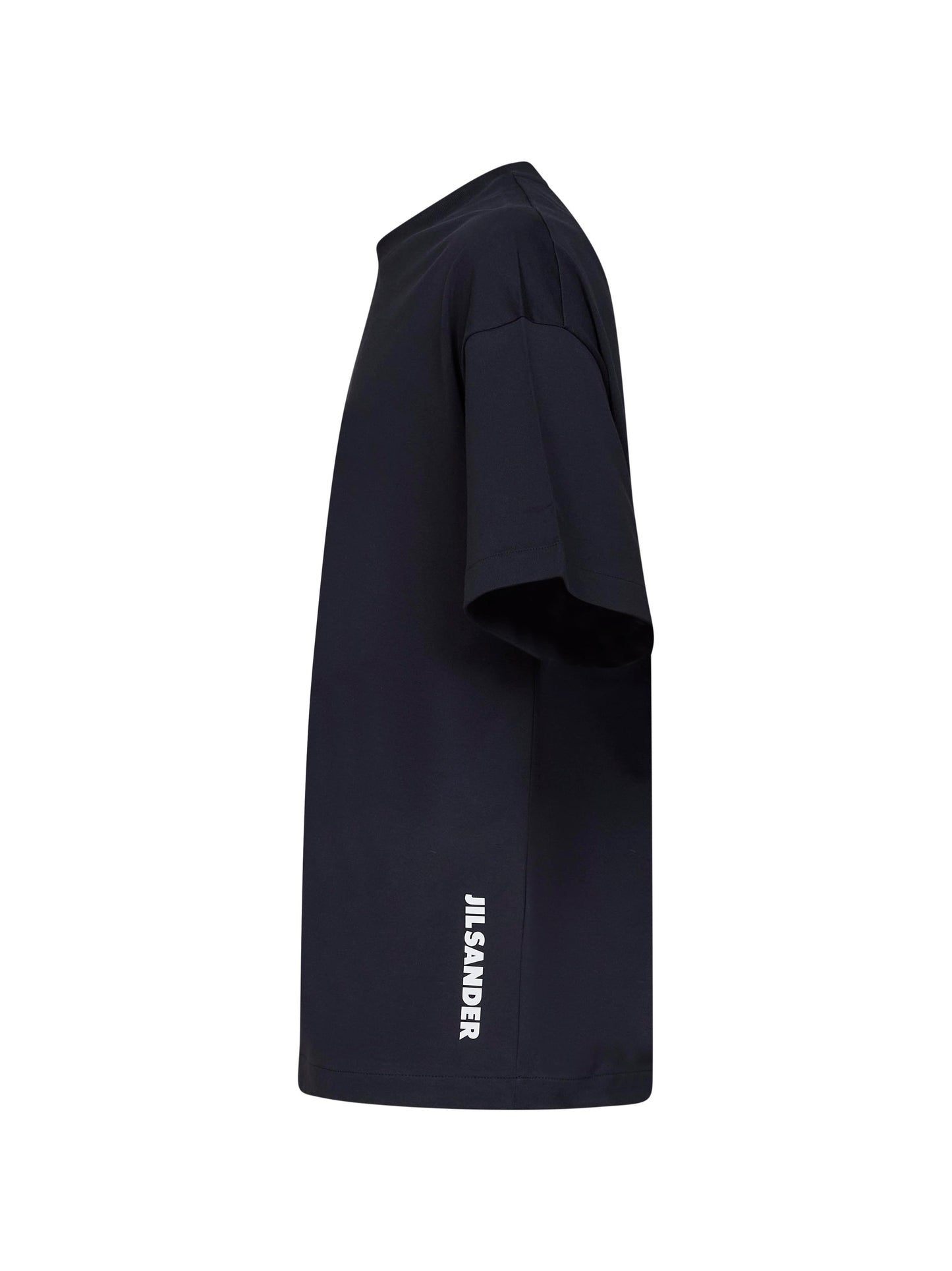 Midnight blue cotton boxy T-shirt with Jil Sander logo