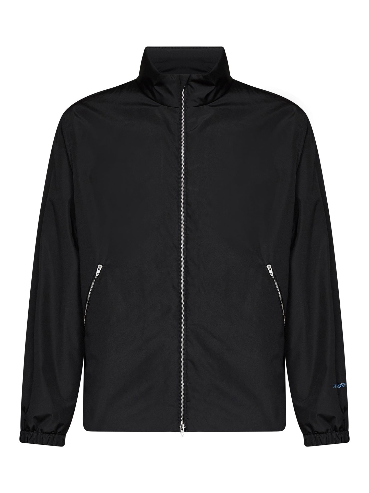 Black taffeta padded jacket with Jil Sander logo