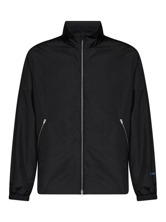 Black taffeta padded jacket with Jil Sander logo