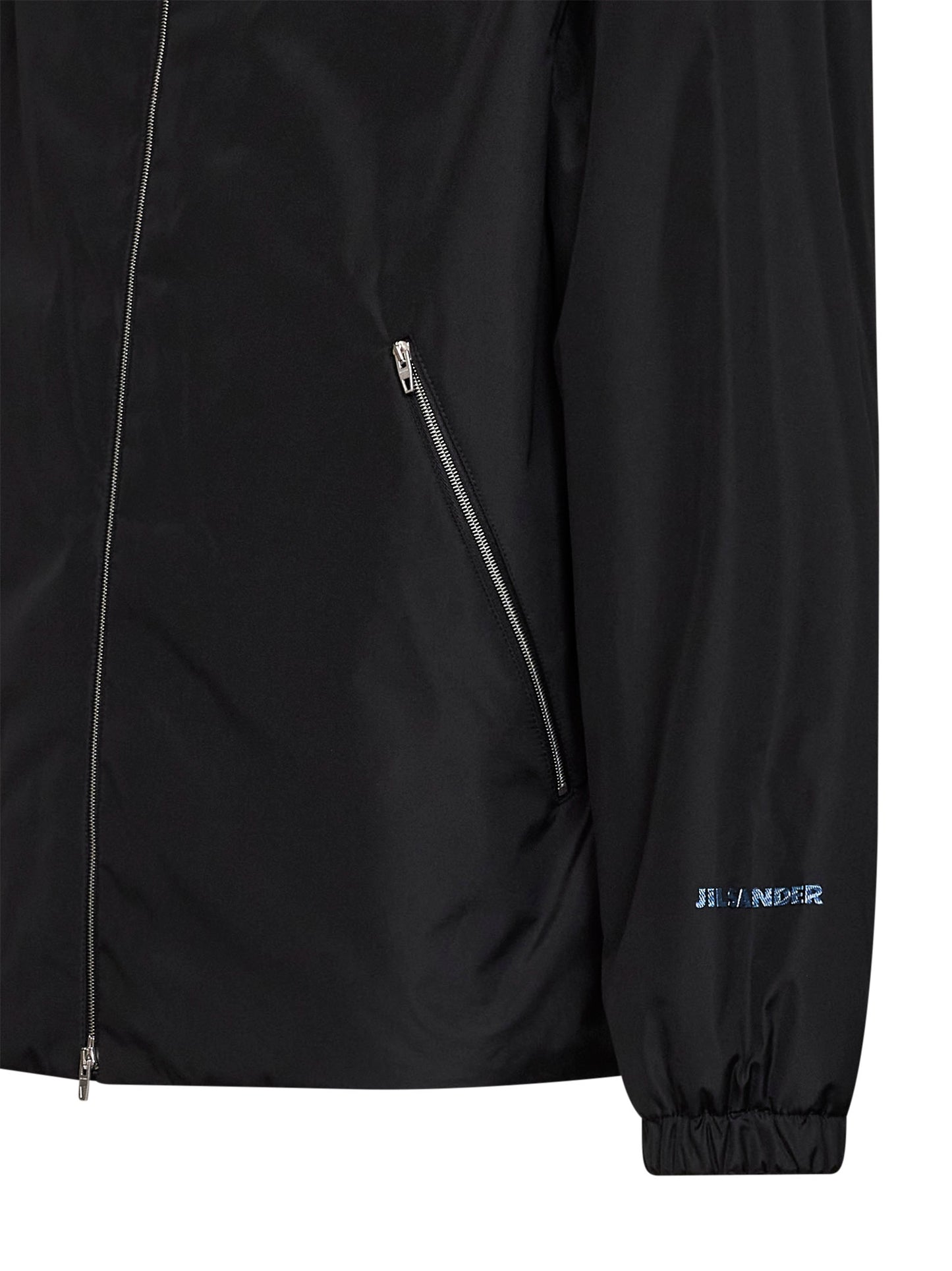 Black taffeta padded jacket with Jil Sander logo