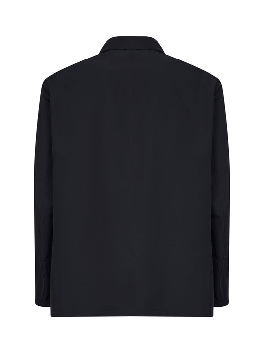 Black waterproof recycled polyester single-breasted jacket