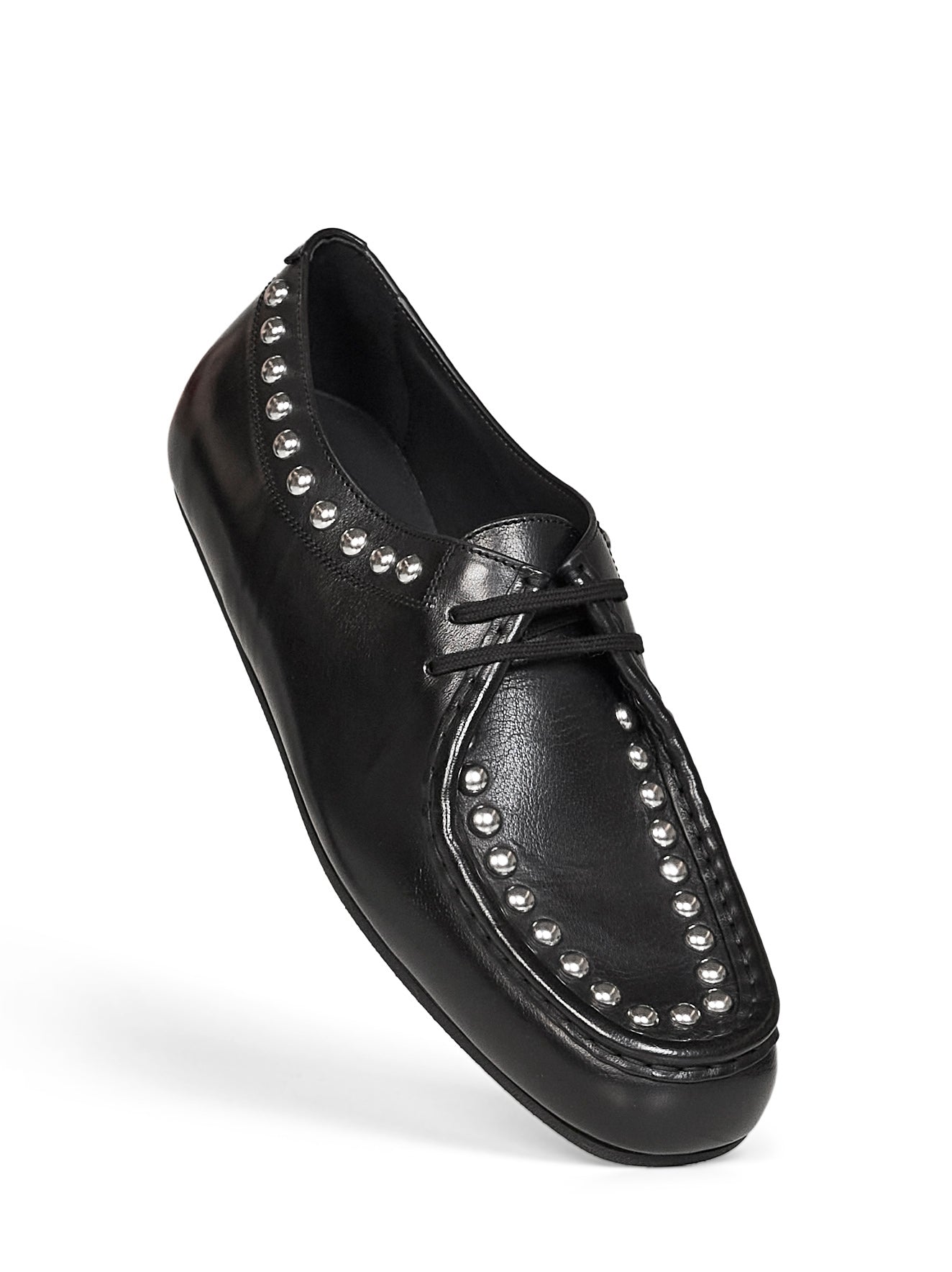 Black leather loafers with studs