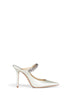 Ivory crystal-embellished satin Bing 100 mules