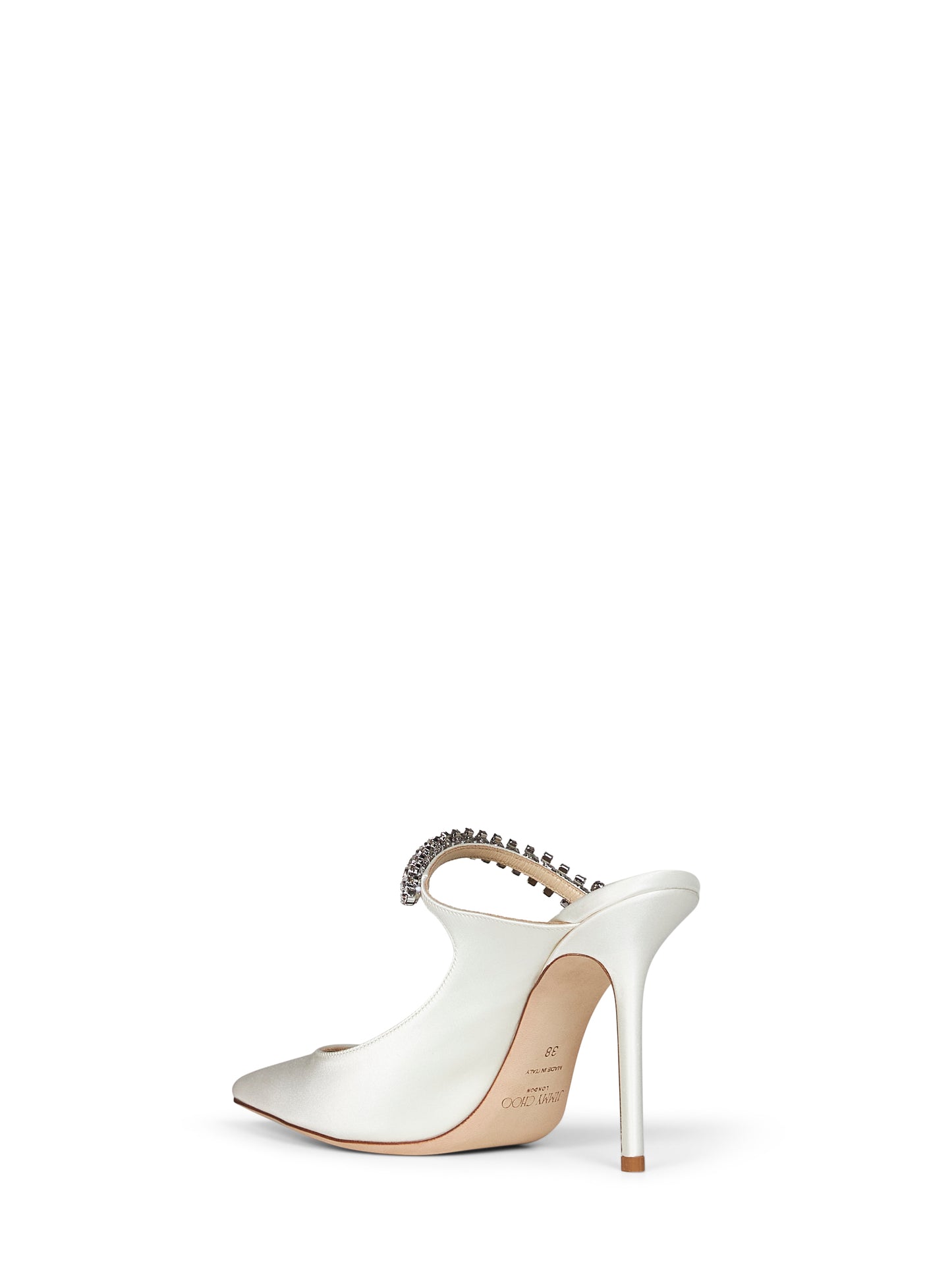 Ivory crystal-embellished satin Bing 100 mules