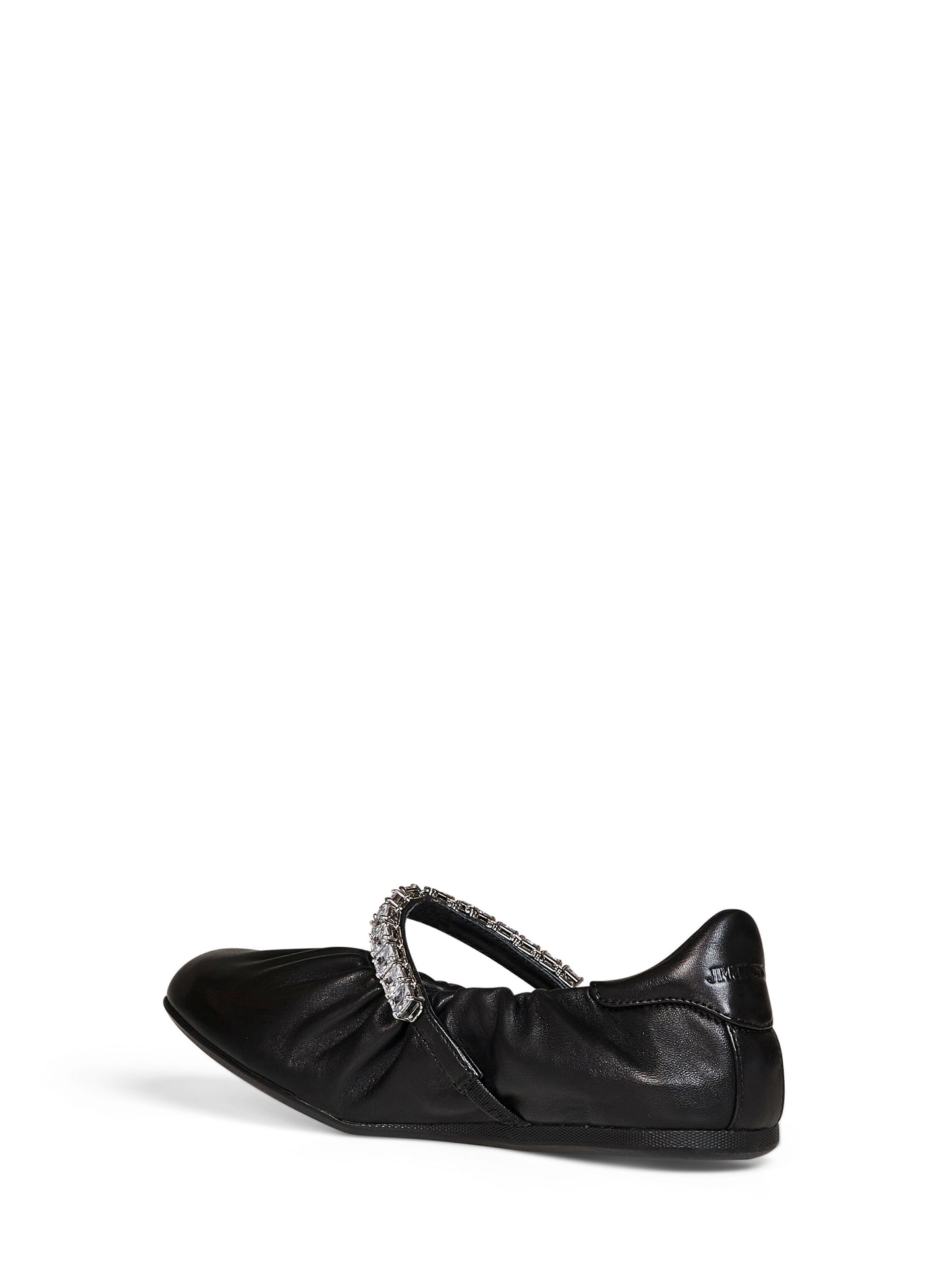 Ballerine Jade in nappa nera con cinturino di cristalli<BR/>