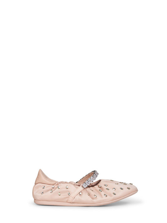 Macaron crystal-embellished taffeta Jade ballet flats