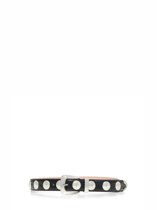 Black leather Benny belt with studs
