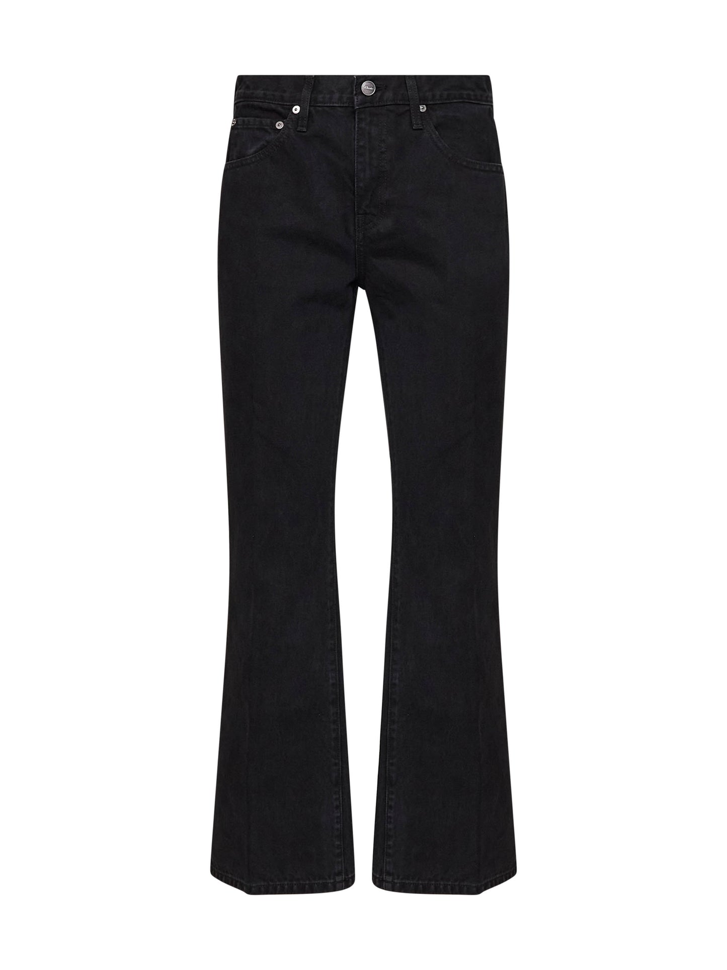 Jeans crop svasati Clara in denim di cotone nero