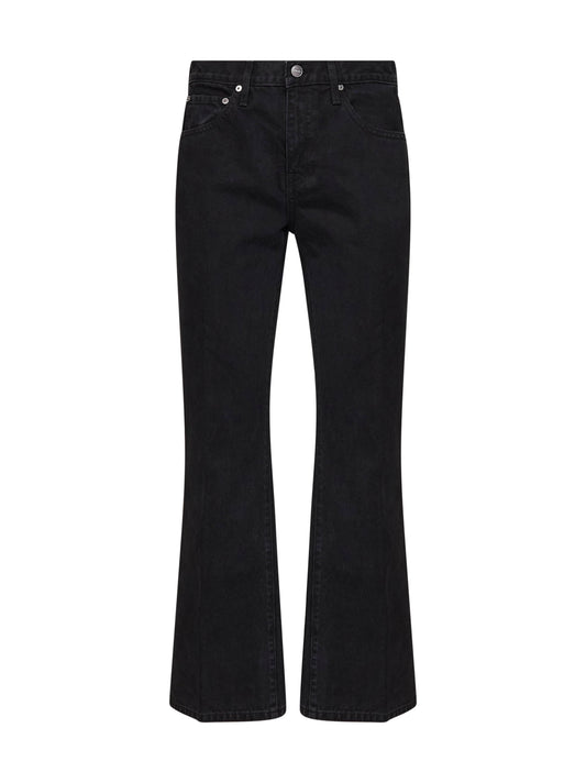 Jeans crop svasati Clara in denim di cotone nero