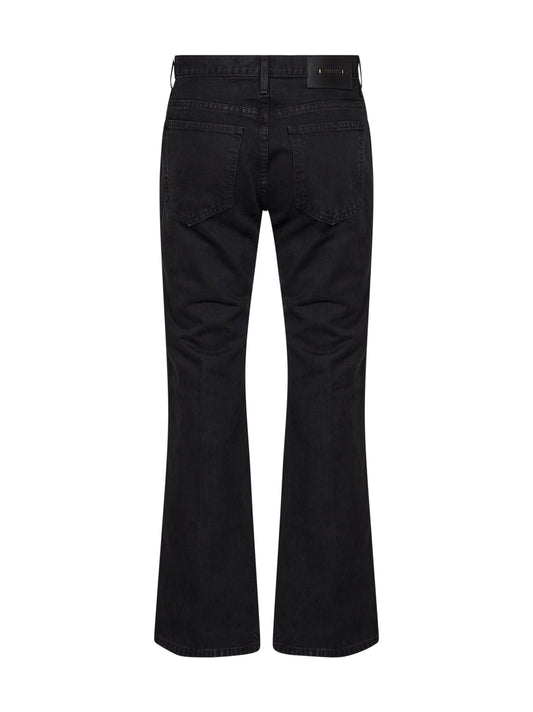 Jeans crop svasati Clara in denim di cotone nero