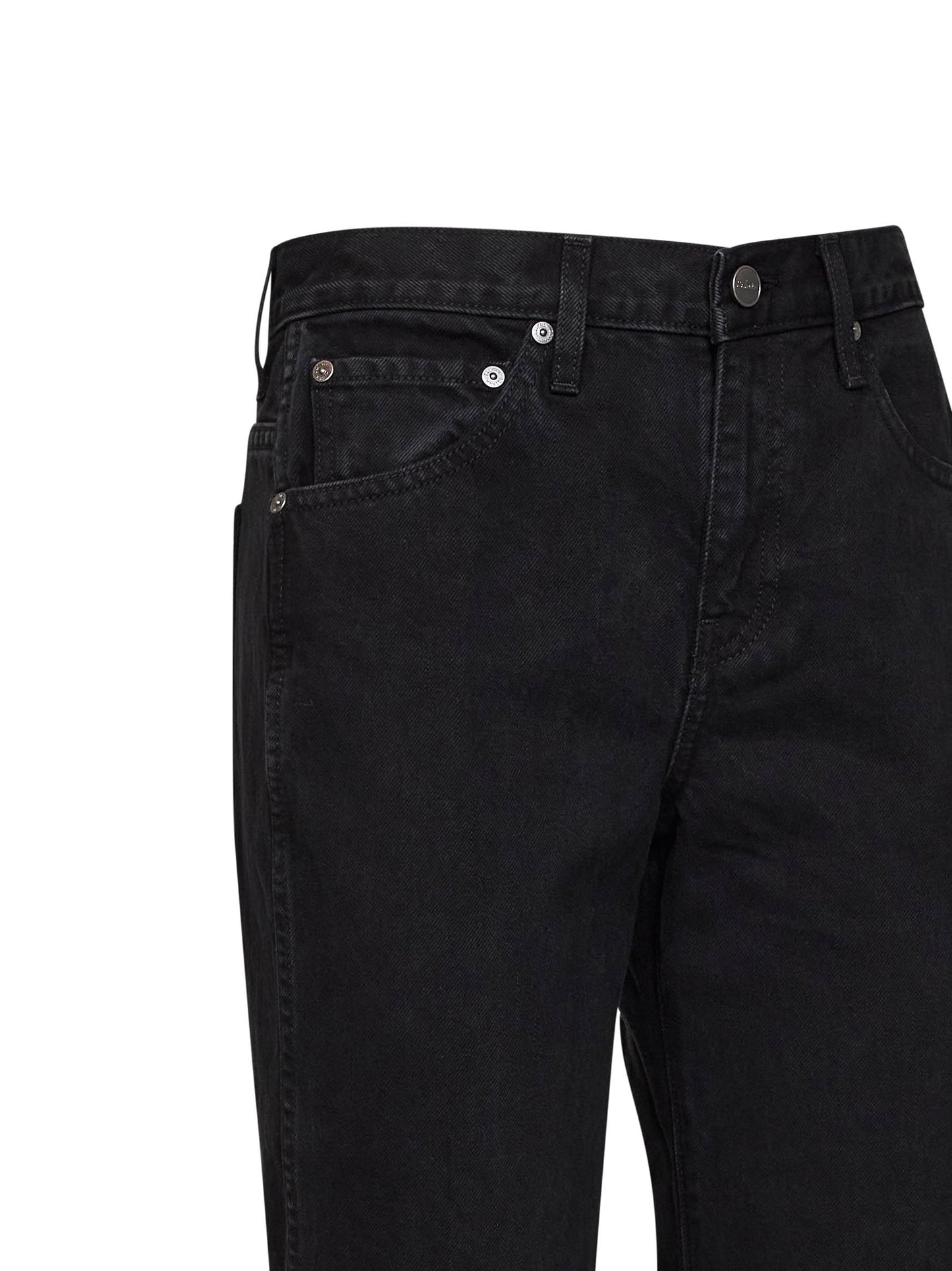 Jeans crop svasati Clara in denim di cotone nero