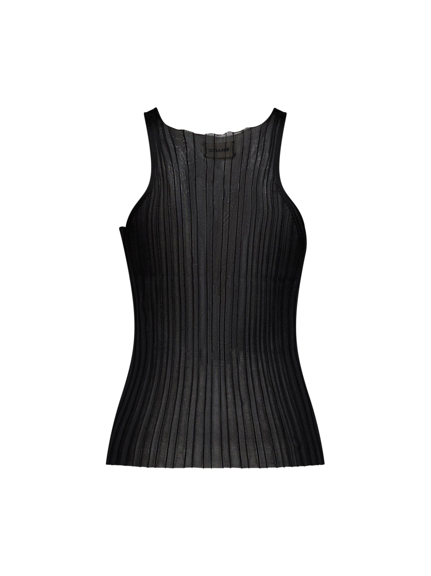 Top Val in maglia di viscosa a coste nera