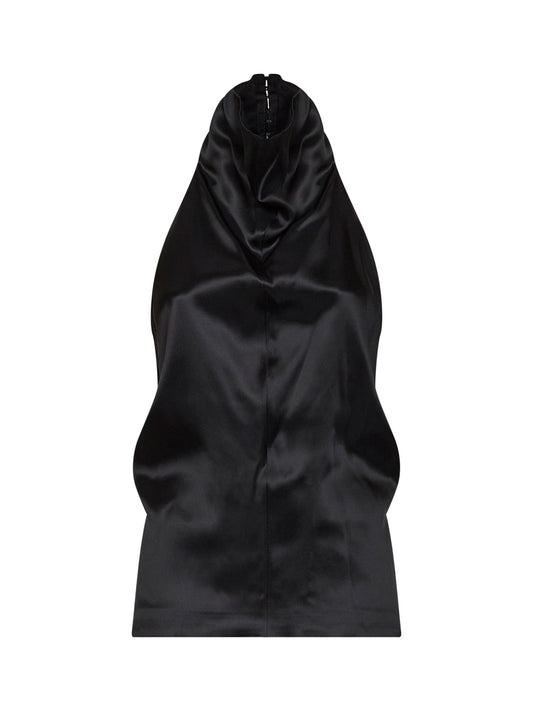 Black satin Rone halter neck top