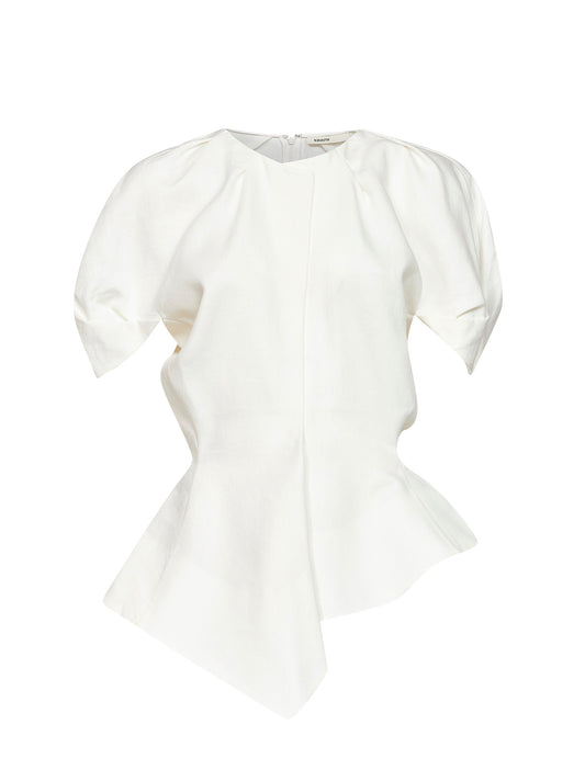 Natural linen and silk blend Rumi asymmetric top
