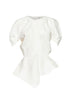 Natural linen and silk blend Rumi asymmetric top