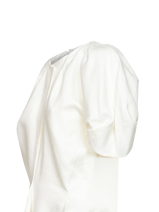 Natural linen and silk blend Rumi asymmetric top