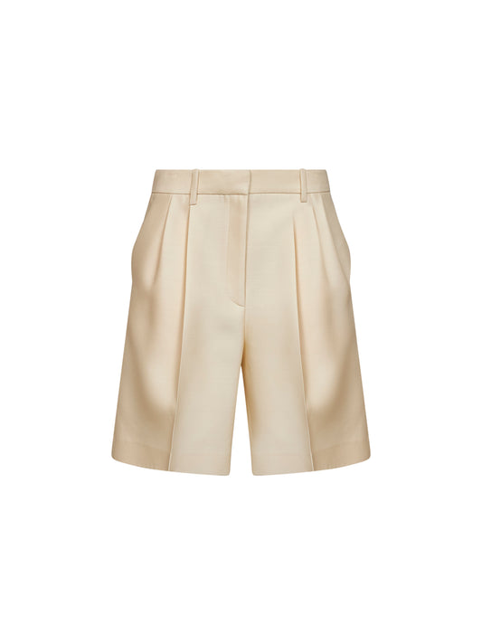 Shorts Auggie in cady di lana e seta avorio