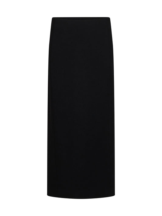 Gonna lunga a colonna Lyle in crepe Giapponene nero