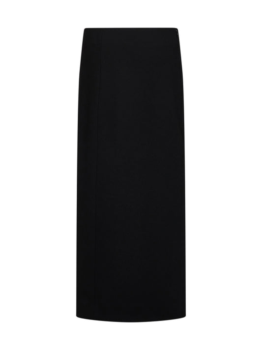 Gonna lunga a colonna Lyle in crepe Giapponene nero
