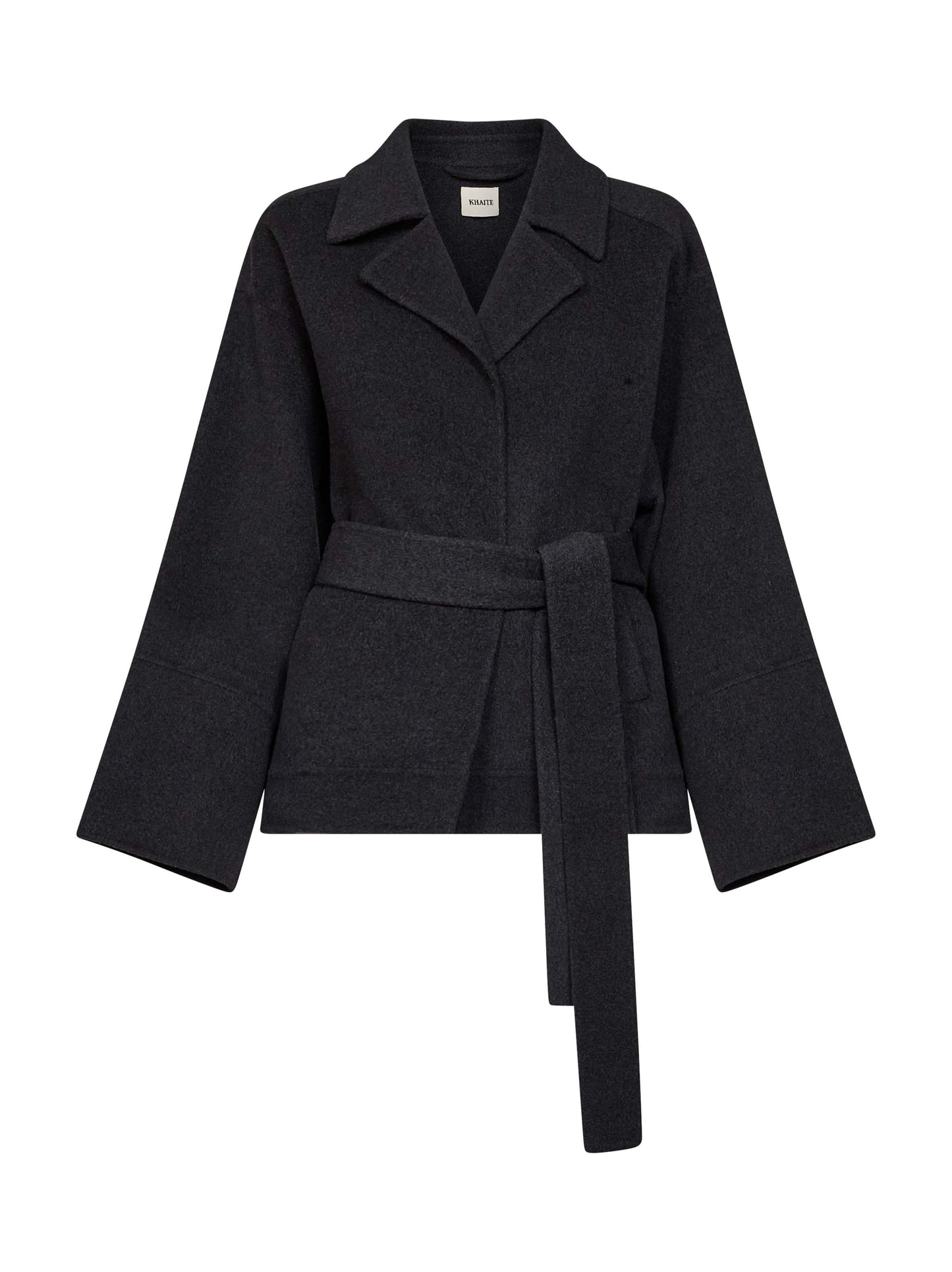 Charcoal double wool Alder short belted coat