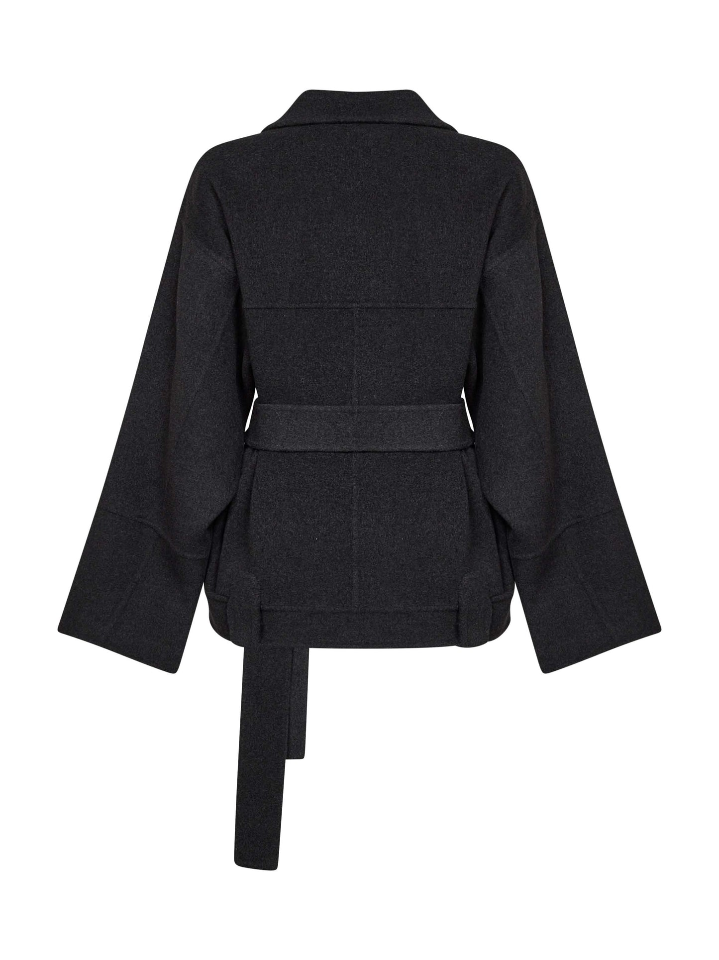 Charcoal double wool Alder short belted coat